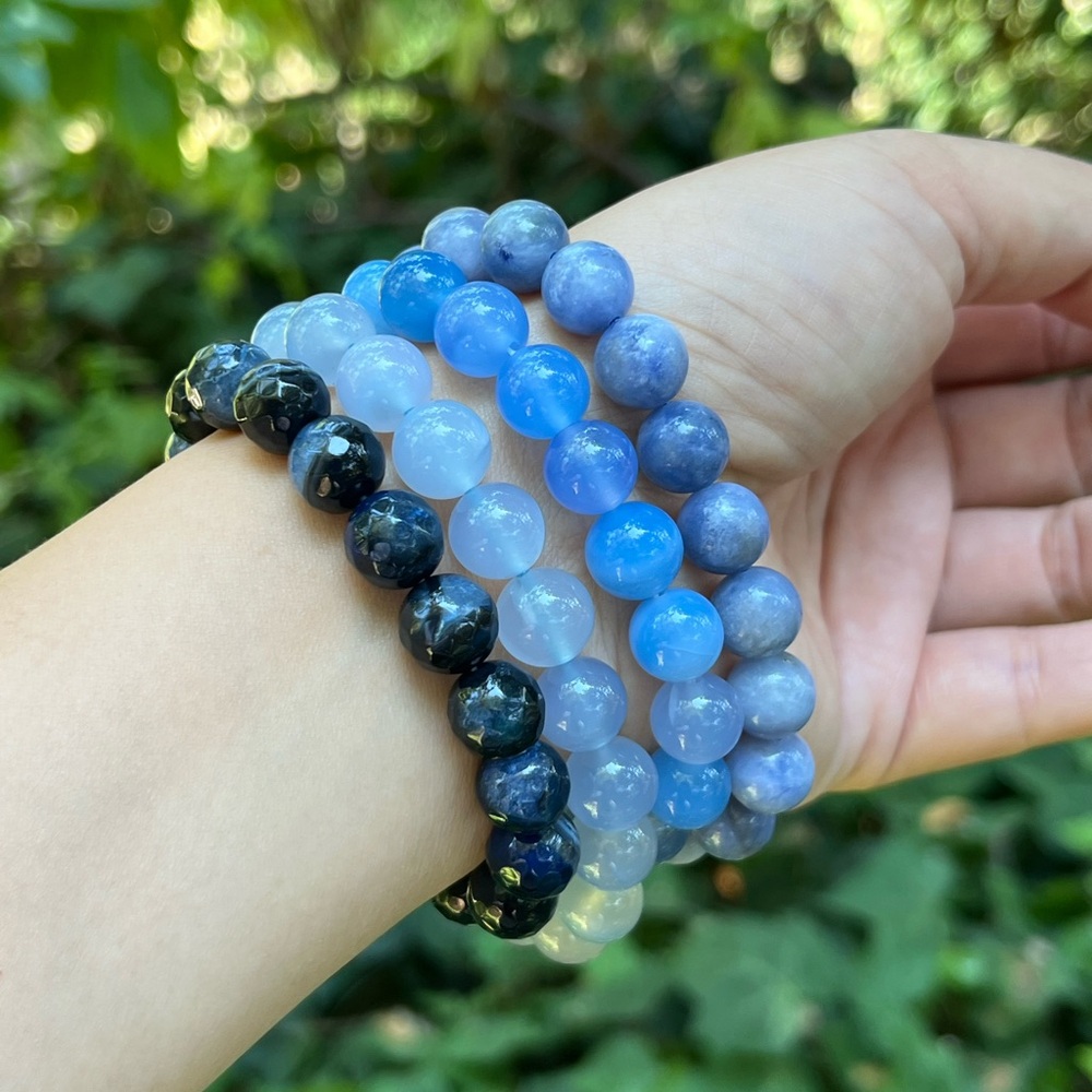 10mm blue agate sodalite chalcedony‎ bracelet